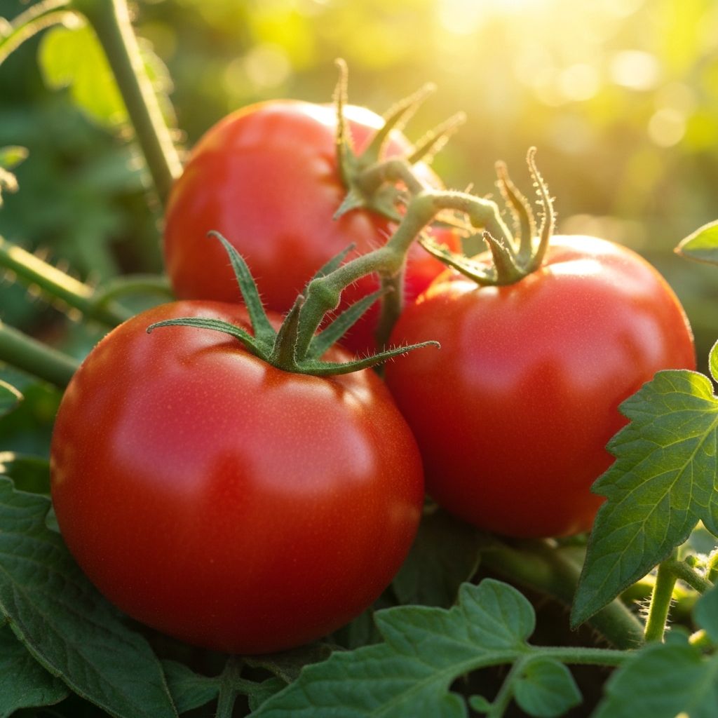 Fresh ripe red tomatoes in natural light